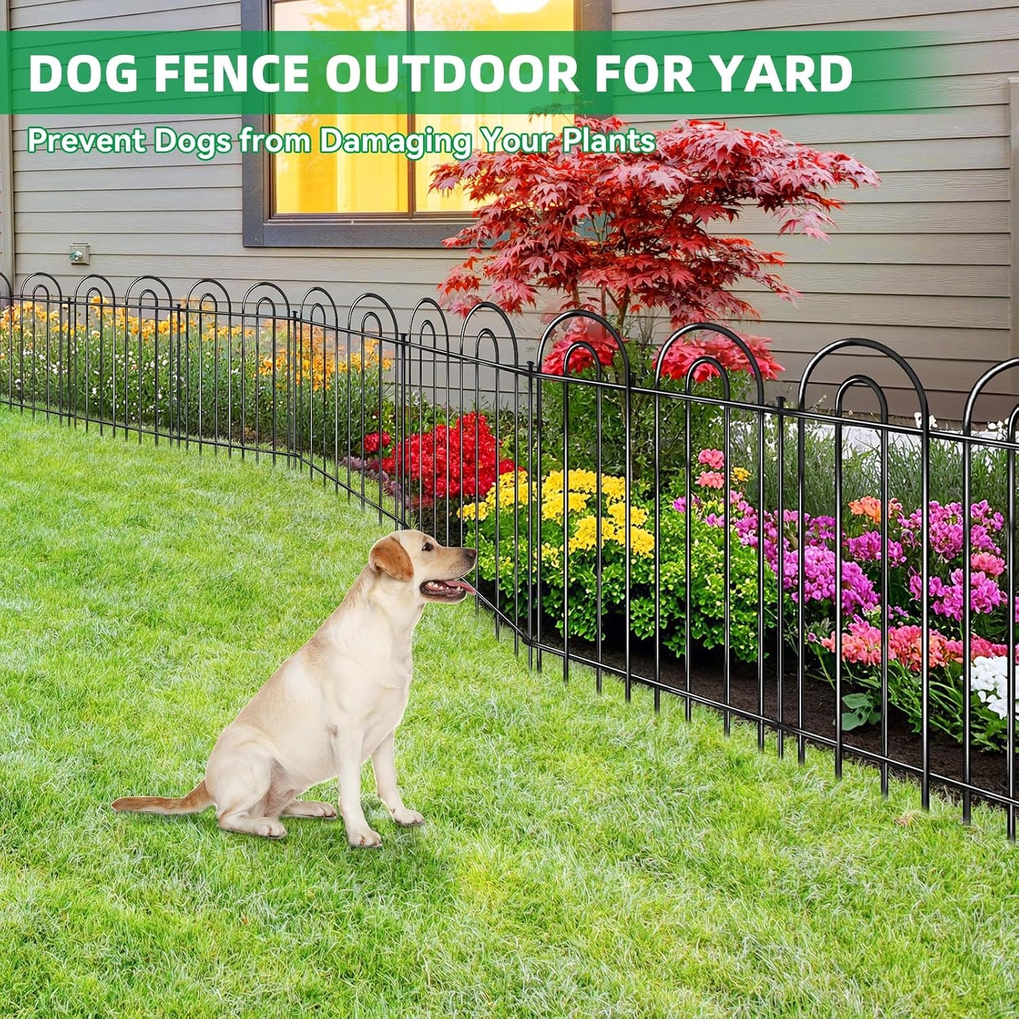 15 Panels Decorative Garden Fence, 24 in(H) X 30 ft(L) No Dig Dog Fence Outdoor for Yard, Rustproof Metal Garden Fencing Animal Barrier Border with Ground Stakes, Temporary Fencing for Patio Outdoor