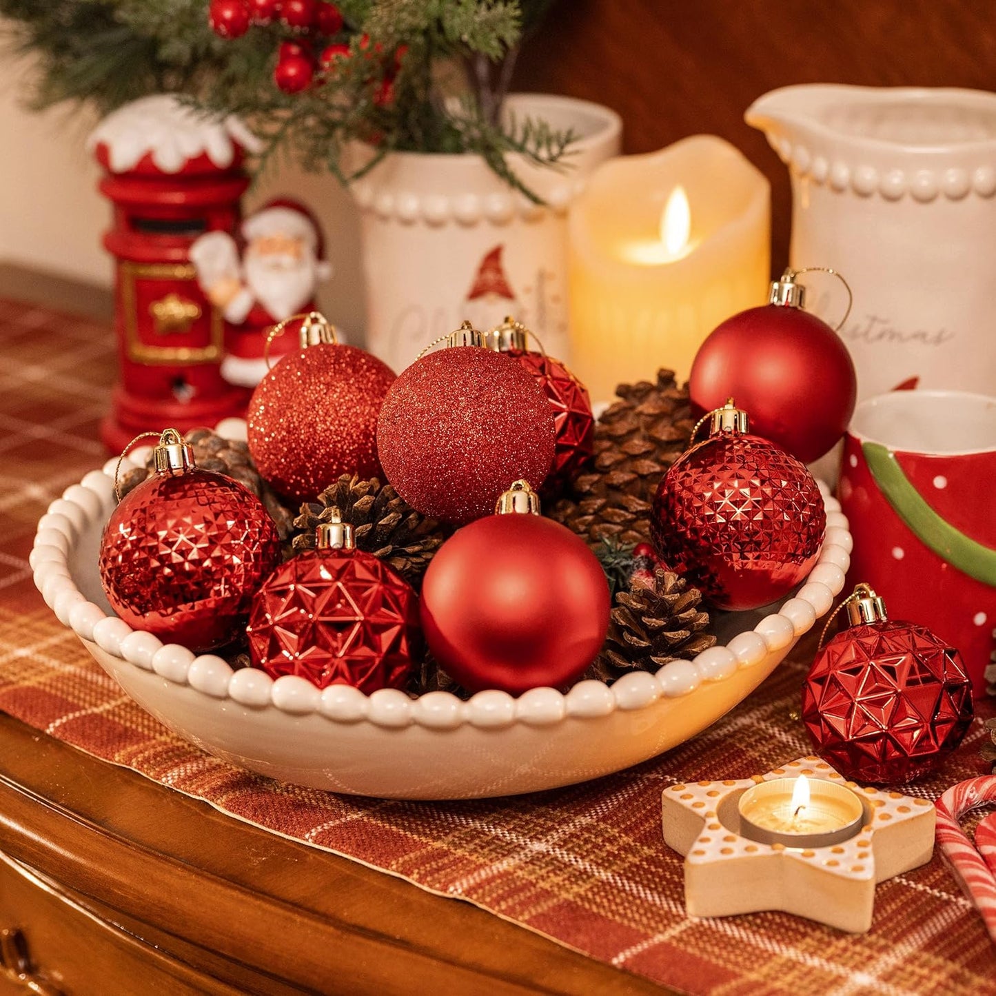 Valery Madelyn Christmas Tree Decorations Ornament Set for Fall Halloween, 50ct 2.36 Inches Red Shatterproof Christmas Ball Ornaments Hanging Xmas Holiday Party Decor