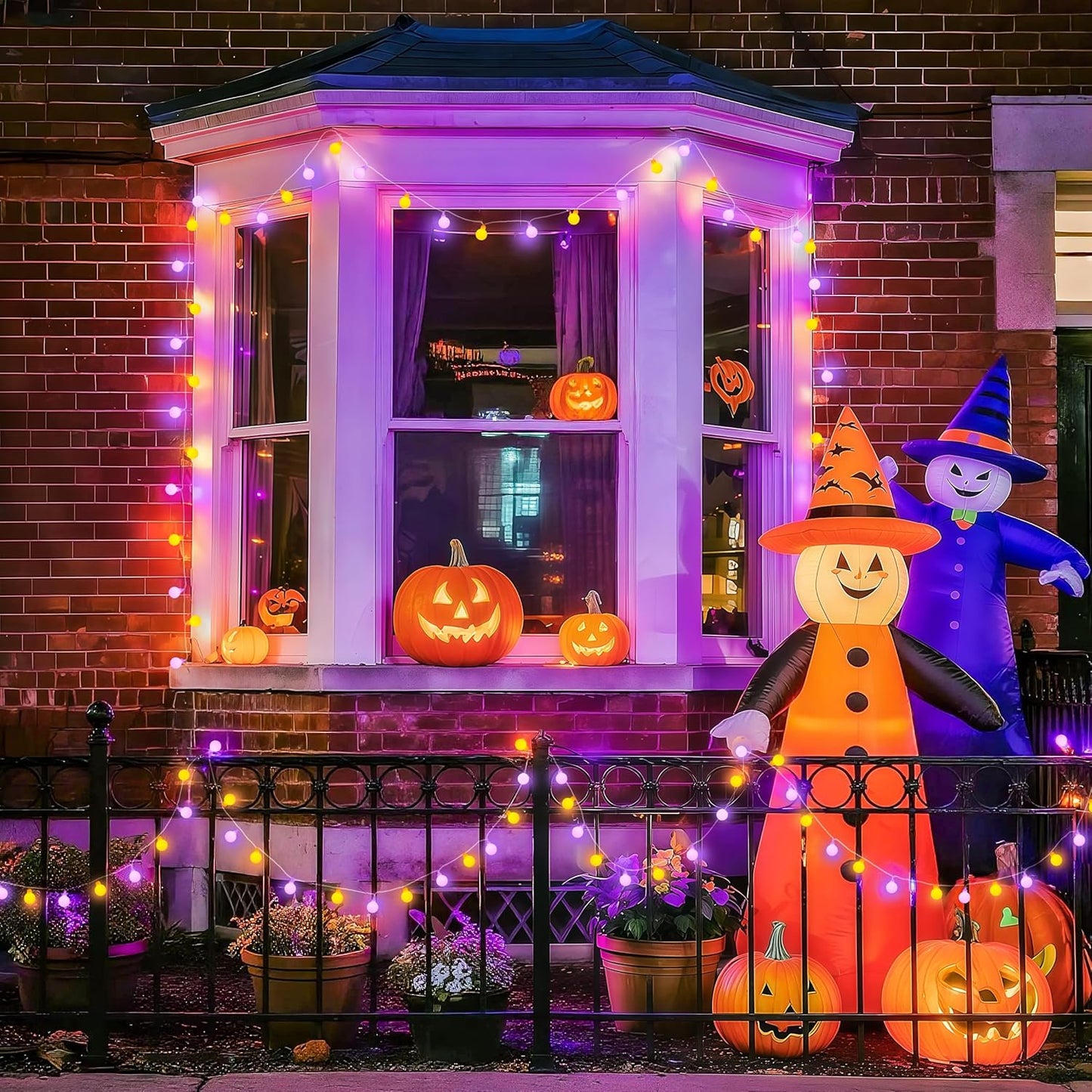 JMEXSUSS 100 LED Orange and Purple Halloween Lights Indoor, Connectable Globe String Lights Plug in with Remote, 33ft 8 Modes Orange and Purple Light Outdoor for Room Party Halloween Decor