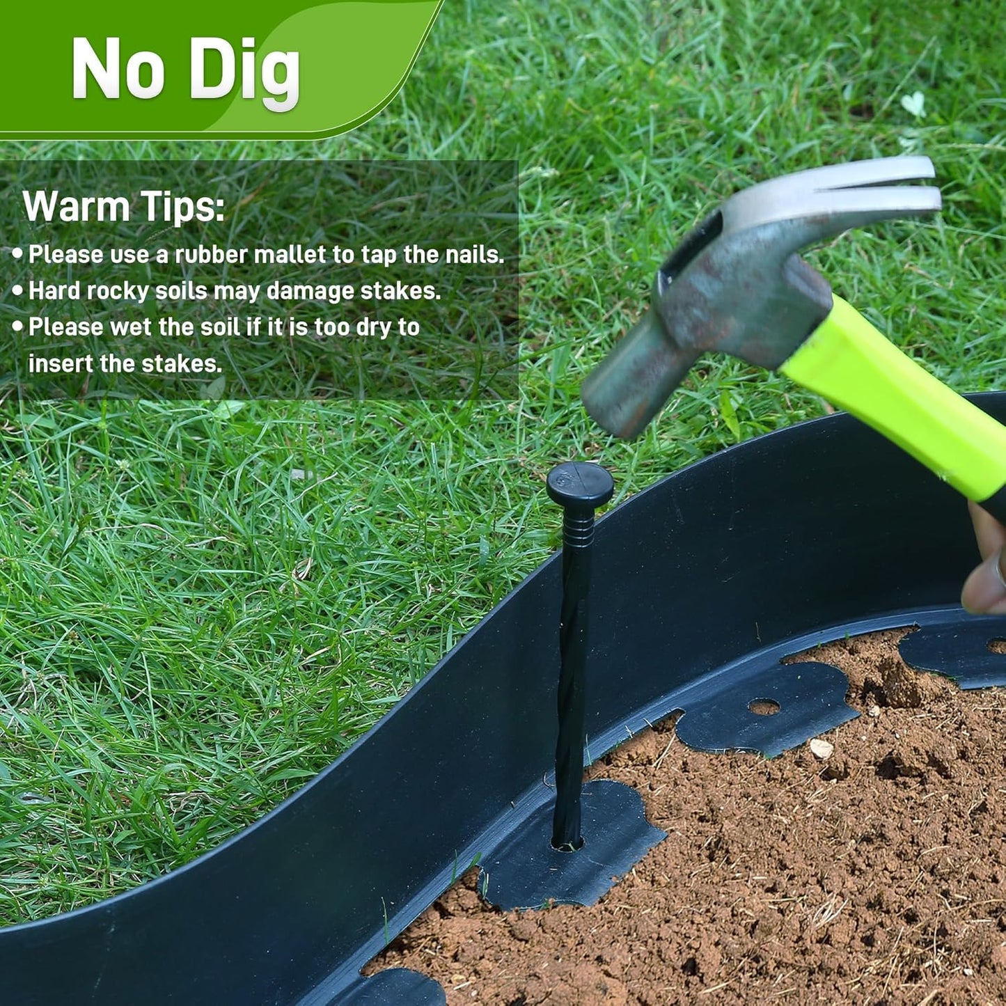 2 Inch x 100FT Landscape Edging Border with 90 Anchoring Spikes, No Dig Garden Border Edging Kit, Plastic Flexible Edging for Landscaping Garden Flower Beds Lawn Yard Paver Pathway, Black