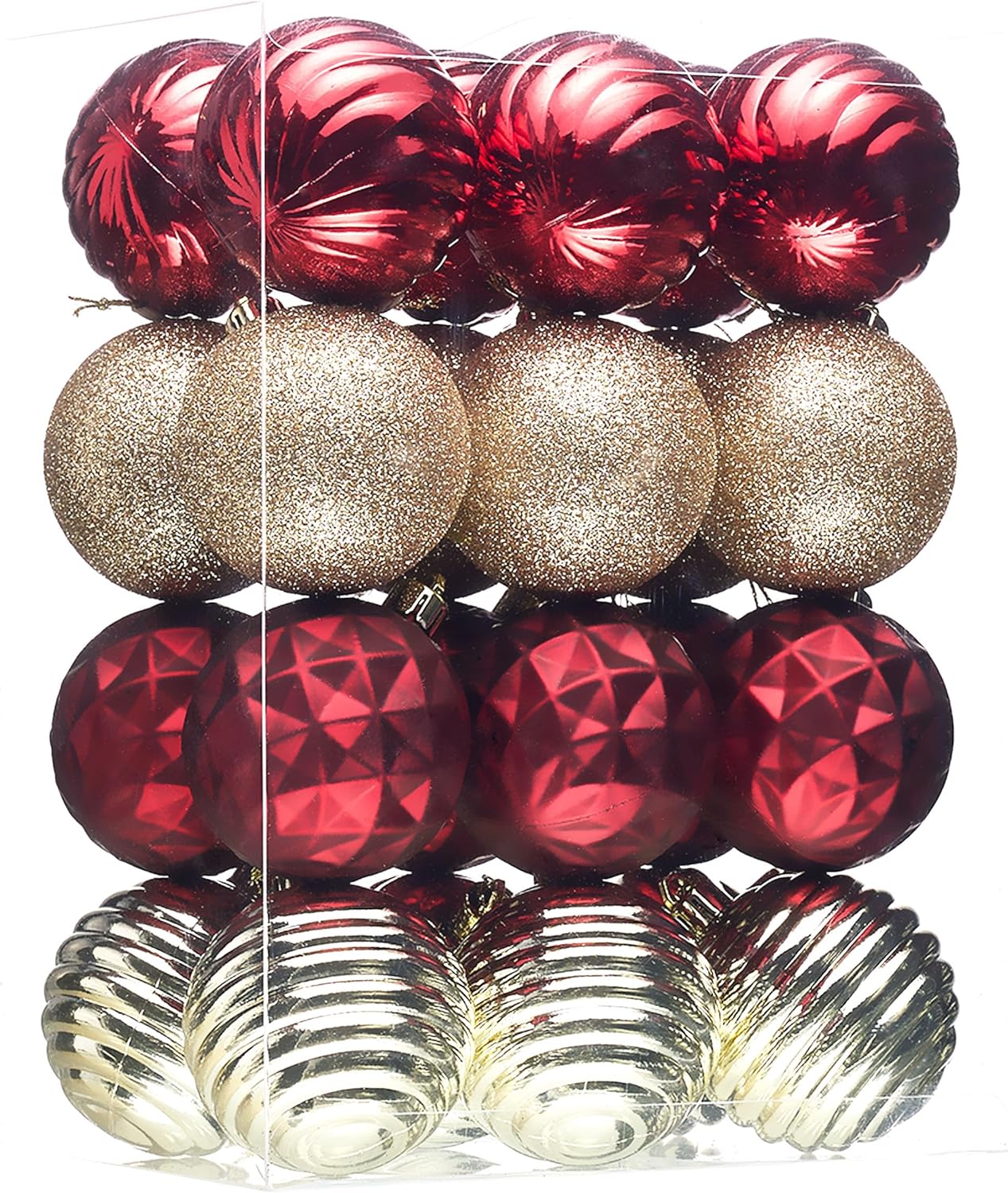 Valery Madelyn Christmas Ornaments Tree Decorations Set for Fall Halloween, 24ct Burgundy Red Gold Shatterproof Ball Ornaments, 2.36" Hanging Ornament Bulk for Xmas Holiday Party Decor