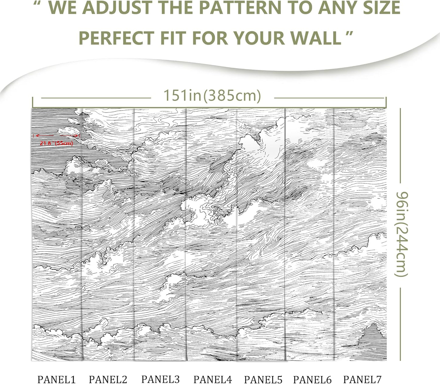 Black and White Cloud Wallpaper Wall Mural for Bedroom Living Room(Not Peel n' Stick)