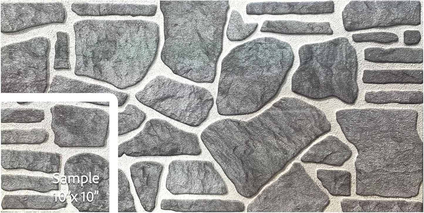 Dundee Deco 3D Wall Panels - Cladding Bluish Grey White Stone Look Wall Paneling, Styrofoam Facing for Interior and Exterior Applications, DIY, Sample, Size 10 x 10 in.