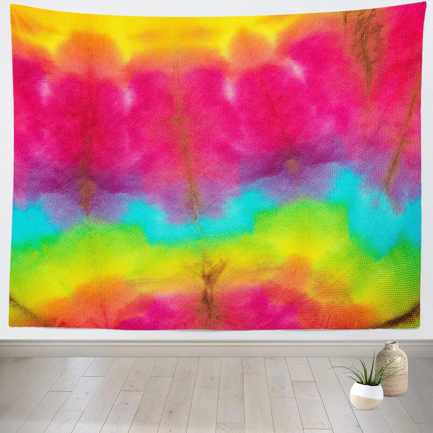 BELECO Tie Dye Tapestry Wall Hanging 60x50 Inch Fabric Tie Dye Color Texture Background Tapestry Groovy Sign Rainbow Tapestry Hippie Tie Dye Tapestries for Bedroom Living Room Dorm Decor