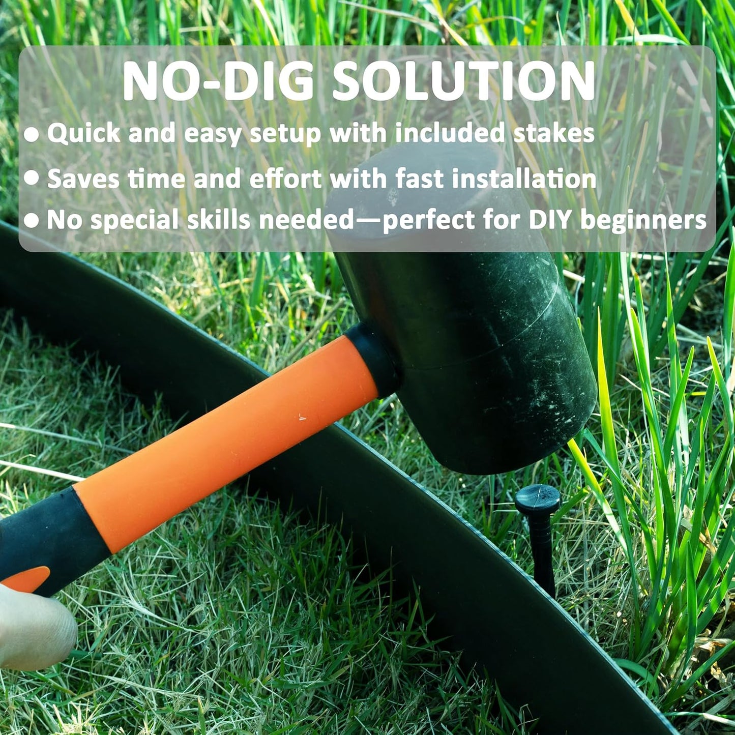 4 inch Tall Landscape Edging Kit 60FT Garden Edging with 120 Spikes for Lawn Edging and Flower Beds (Black, 60FT)