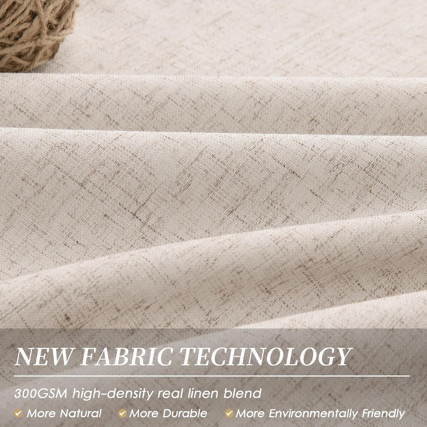 BOODII Oatmeal Linen Black Out Curtains 84 Inch Long 2 Panels Set for Bedroom Light Blocking Curtains Greige with 100% Blackout Backing Warm Taupe Thermal Insulated Room Darkening Nursery Curtain