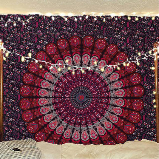 Bless International Handmade Indian hippie Bohemian Psychedelic Peacock Mandala Wall hanging College Dorm Beach Throws Table Cloth Bedding Tapestry (Purple Pink, Poster(30x40Inches)(76x101cms))