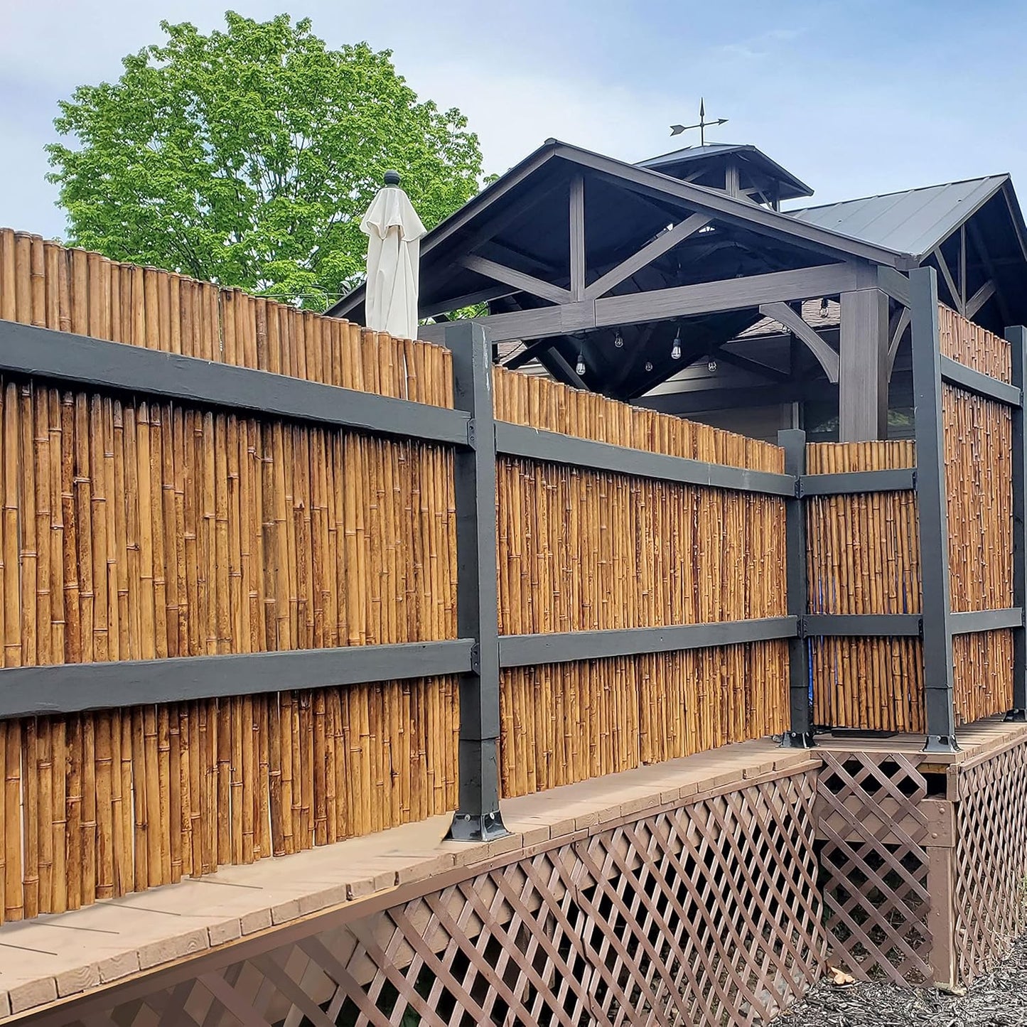 Backyard X-Scapes Bamboo Fencing 6 Feet High Outdoor Decorative Rolled Fence Panel, Caramel Brown 6 ft H x 8 ft L