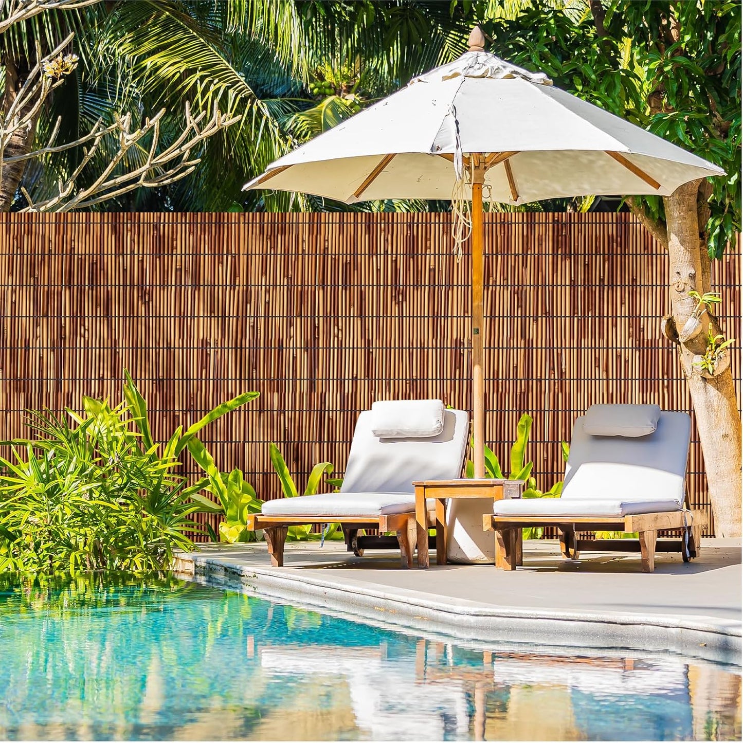 Bamboo Reed Fencing Rolls,5.5FT X 16.4FT Reed Screen Curtain Fence Covering Privacy Bamboo for Outdoor Backyard Patio Garden Decorative Fence (Brown)