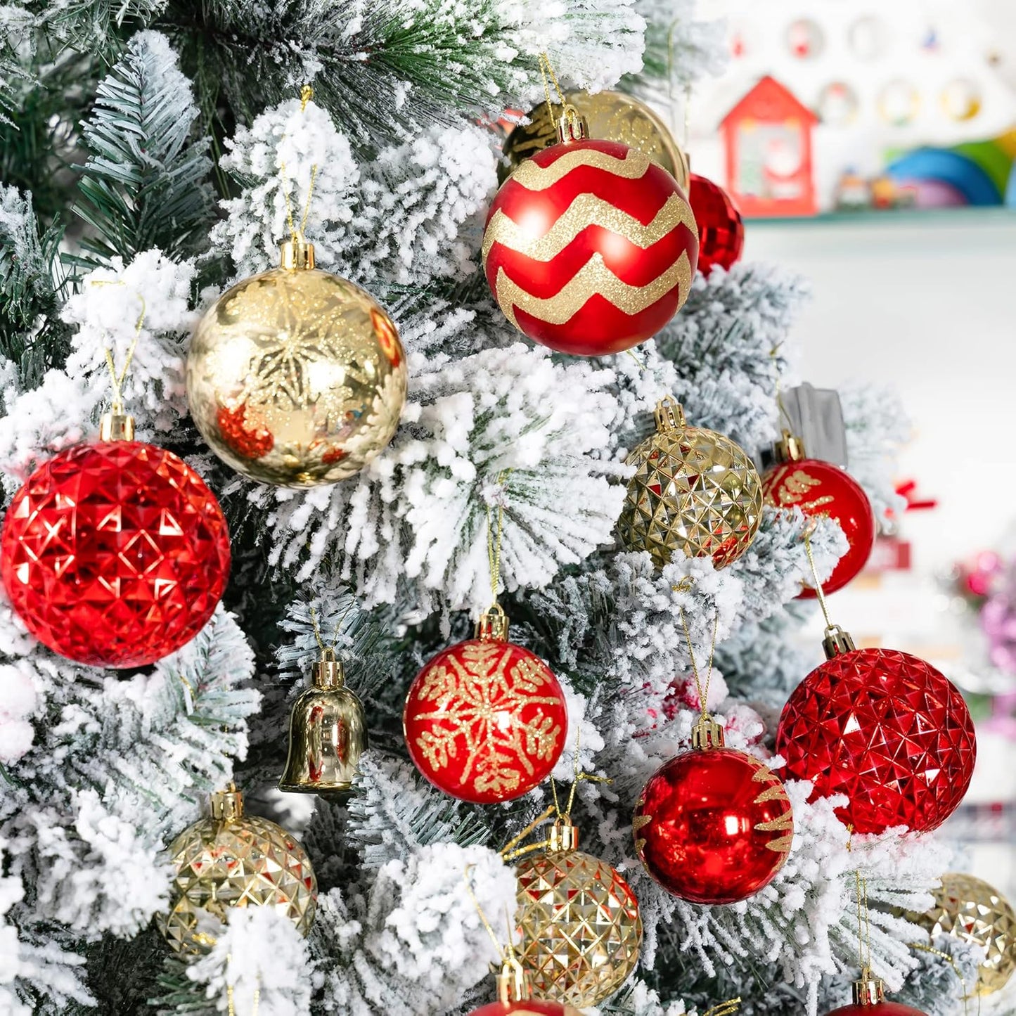 116Pcs Red and Gold Christmas Ball Ornaments, Shatterproof Christmas Hanging Decoration Set with Gift Box, Assorted Decorative Baubles Set for Xmas Tree/Home/Wedding/Party/Holiday (Gold & Red)