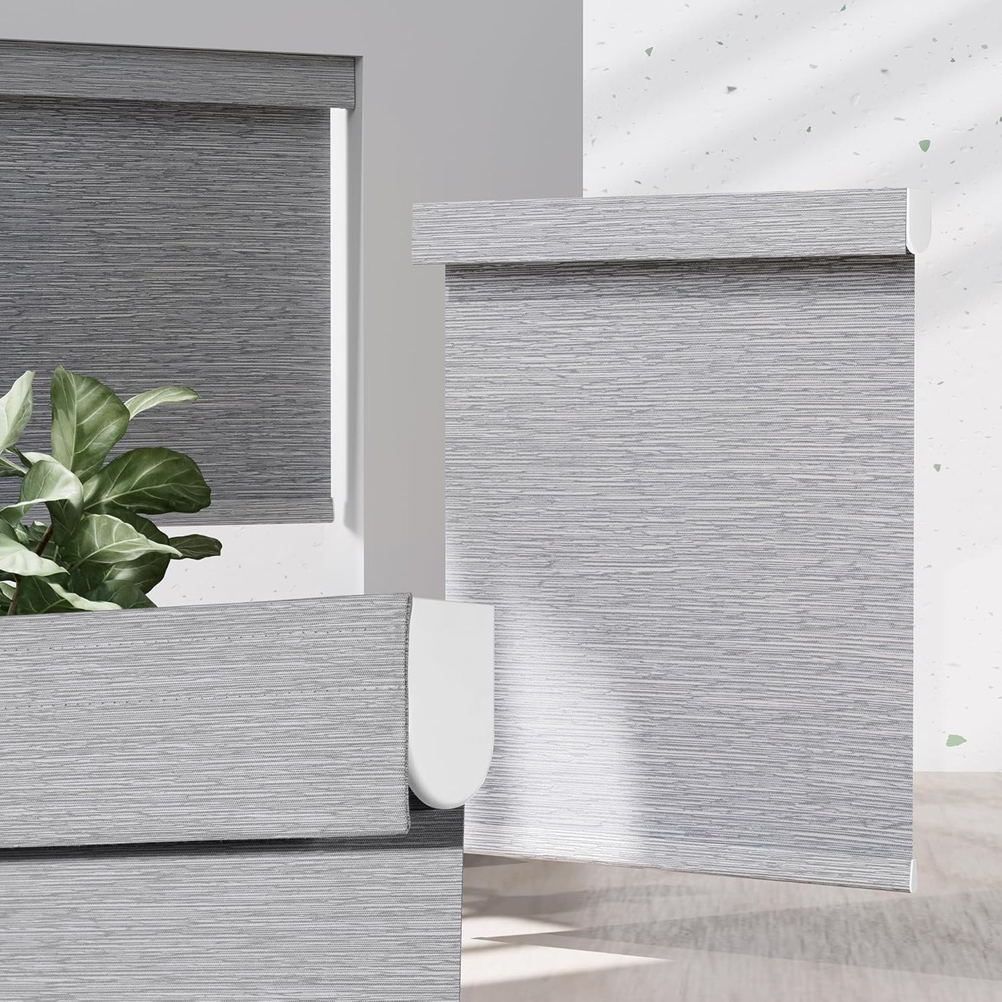 Blackout Roller Shades for Indoor Windows, Cordless Jacquard Fabric-Matched Roller Blinds, Easy to Install Privacy UV Protection Roll Up Blinds for Home Office, Grey, 21" W x 72" H