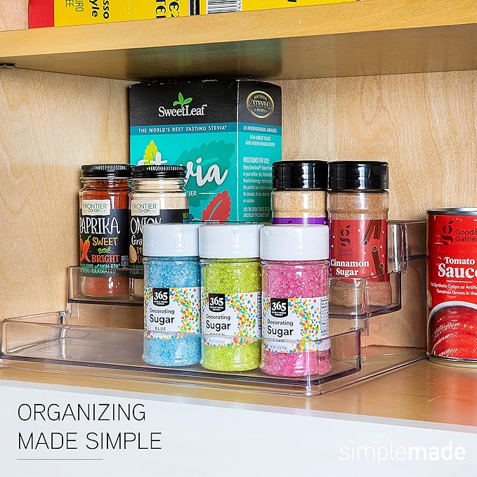SIMPLEMADE 3-Tier Spice Rack Organizer - Versatile Storage Shelf for Kitchen, Bathroom, Bedroom & Office, Set of 2, Clear