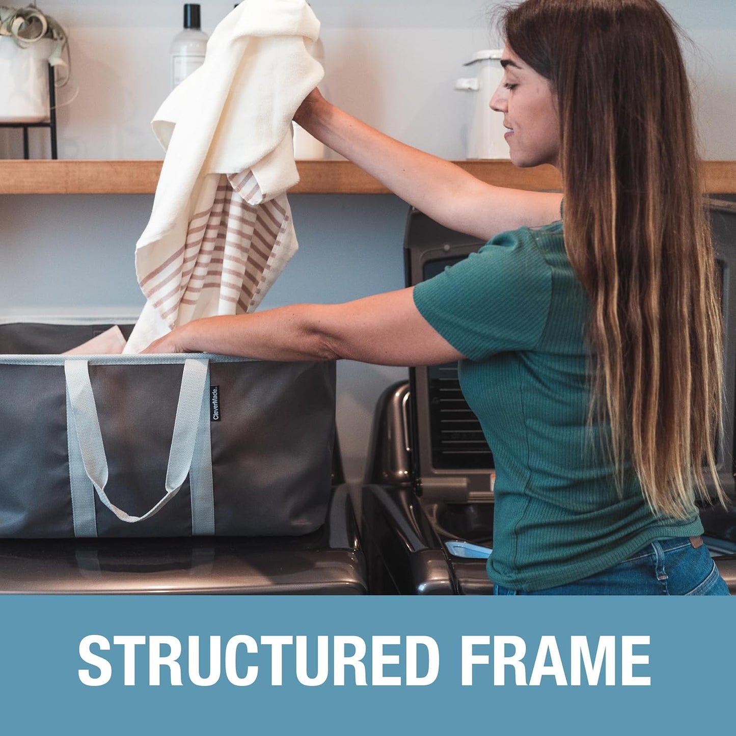 CleverMade Collapsible Laundry Tote - Charcoal Gray 2-Pack 50L - Foldable Storage Organization Container for Clothes Laundry Room Storage Solution