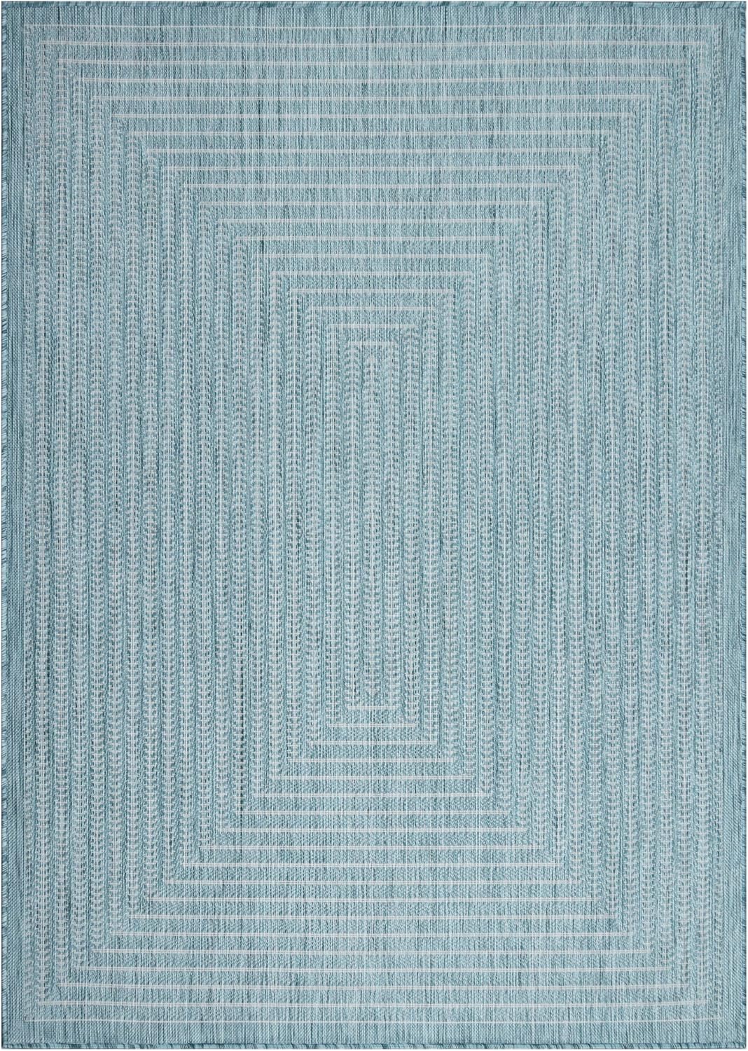 Adiva Rugs Outdoor Indoor Area Rug, Weather Resistant, Easy to Clean, Stain Resistant Floor Mat for Dining Room, Backyard, Deck, Patio (Aqua Weiss, 8' x 10')