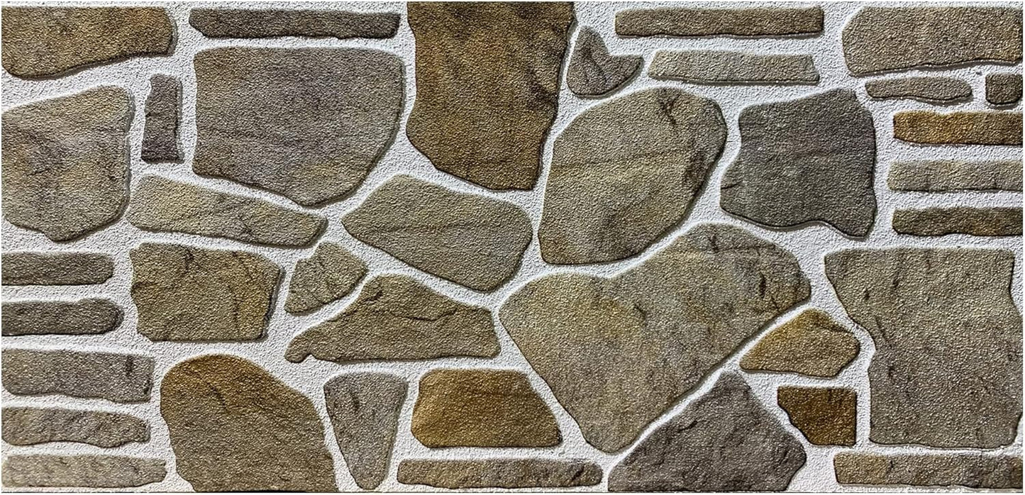 Dundee Deco 3D Wall Panels - Cladding, Grey Caramel White Stone Look Wall Paneling, Styrofoam Facing for Interior and Exterior Applications, DIY, Set of 10, Covers 54 sq ft