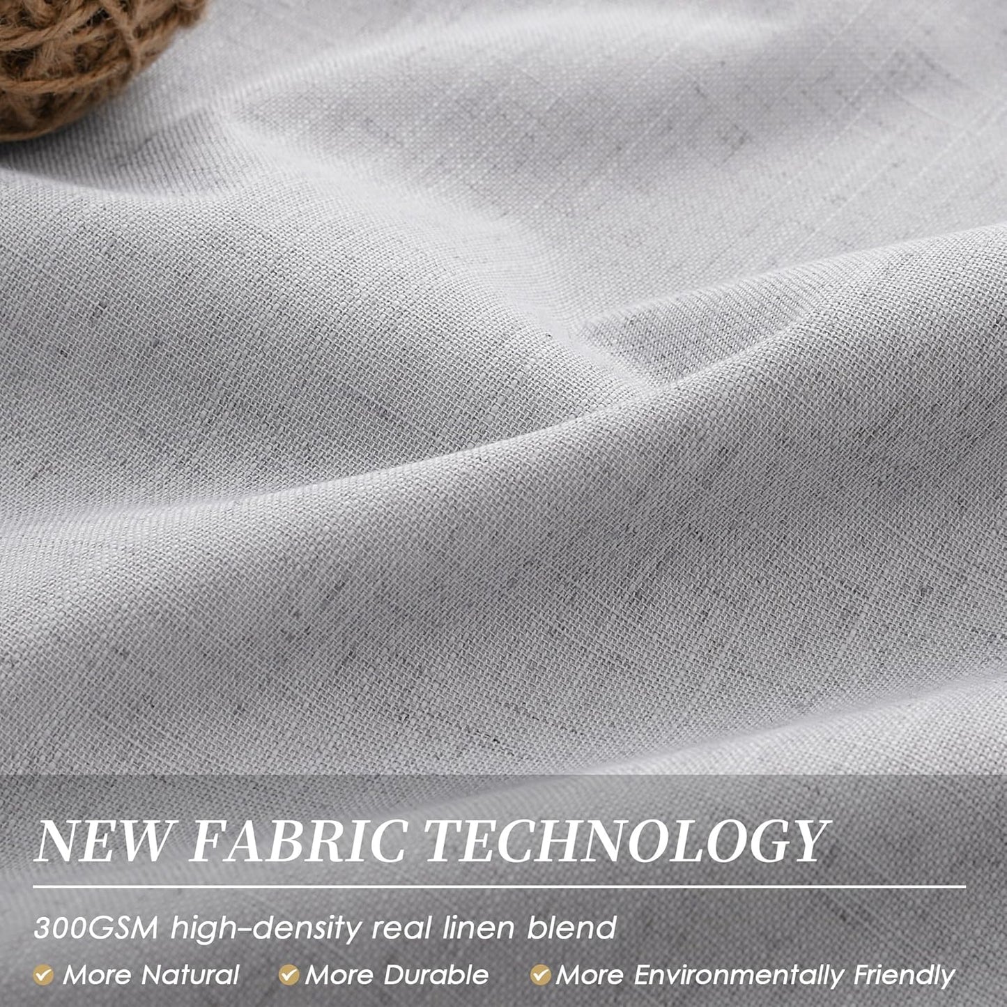 Grey Blackout Curtains Linen Room Darkening 96 Inch Long for Bedroom Living Room 2 Panels Set Back Tab 100% Black Out Curtains Light Gray Modern Linen Blended Thermal Insulated Drapes Heat Blocking