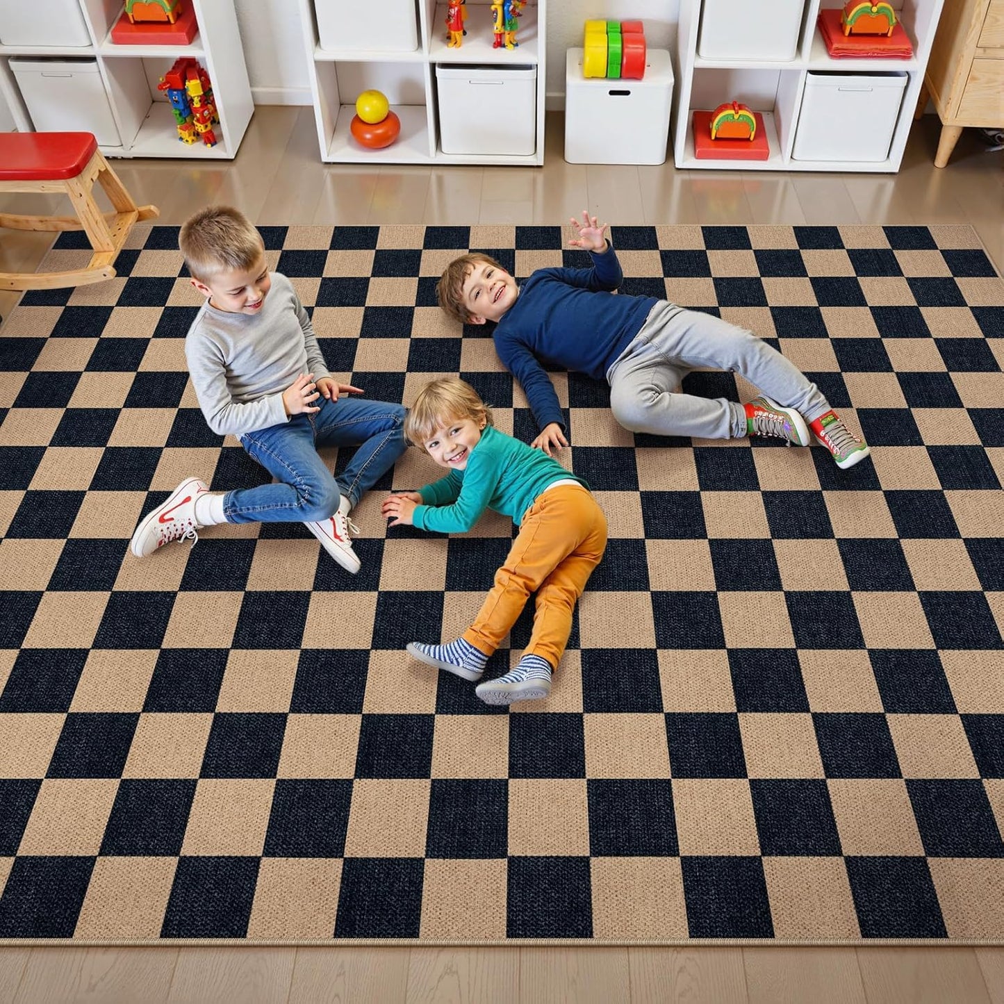 Lahome Checkered Easy Jute Rug, 9x12 Area Rug for Living Room Indoor Outdoor Carpet, Farmhouse Neutral Non Slip Non Shedding Stain Resistance Floor Carpet for Patio Dining Room Backyard