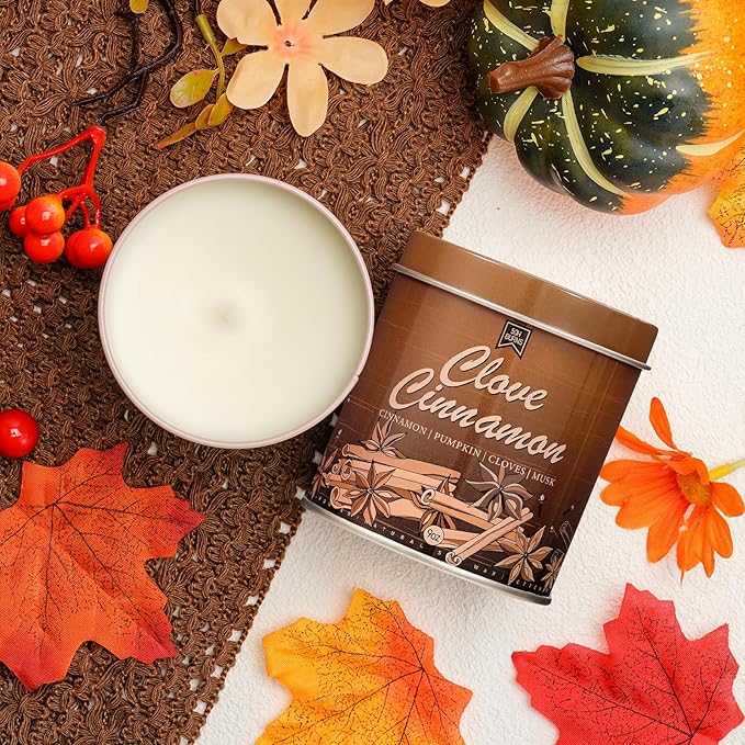 Cinnamon Fall Candles for Home Scented Natural Soy Wax Non Toxic Birthday Candle Scented Candles 40 Hours Bruning 9oz Aromatherapy Candle Gifts for Women Halloween Birthday Thanksgiving