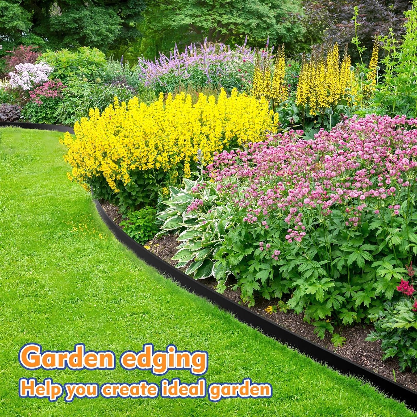 2 Inch x 66 FT (Multiple Sizes Available) Landscape Edging, Garden Edging Borders with 70pcs Upgrade Stakes, Flexible No Dig Plastic Garden Border for Lawn, Landscaping, Flower Beds, tree and Yard