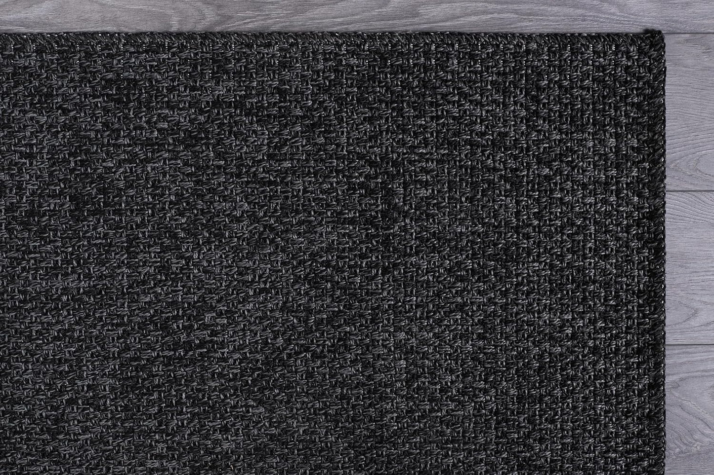 CAMILSON Easy Jute Rug 5x7, Indoor Outdoor Dark Gray Black Farmhouse Area Rugs for Living Room Patio and Kitchen Rug, Solid Boho Woven Design, Easy-Cleaning, Washable Outside Carpet Alfombras (5 x 7)