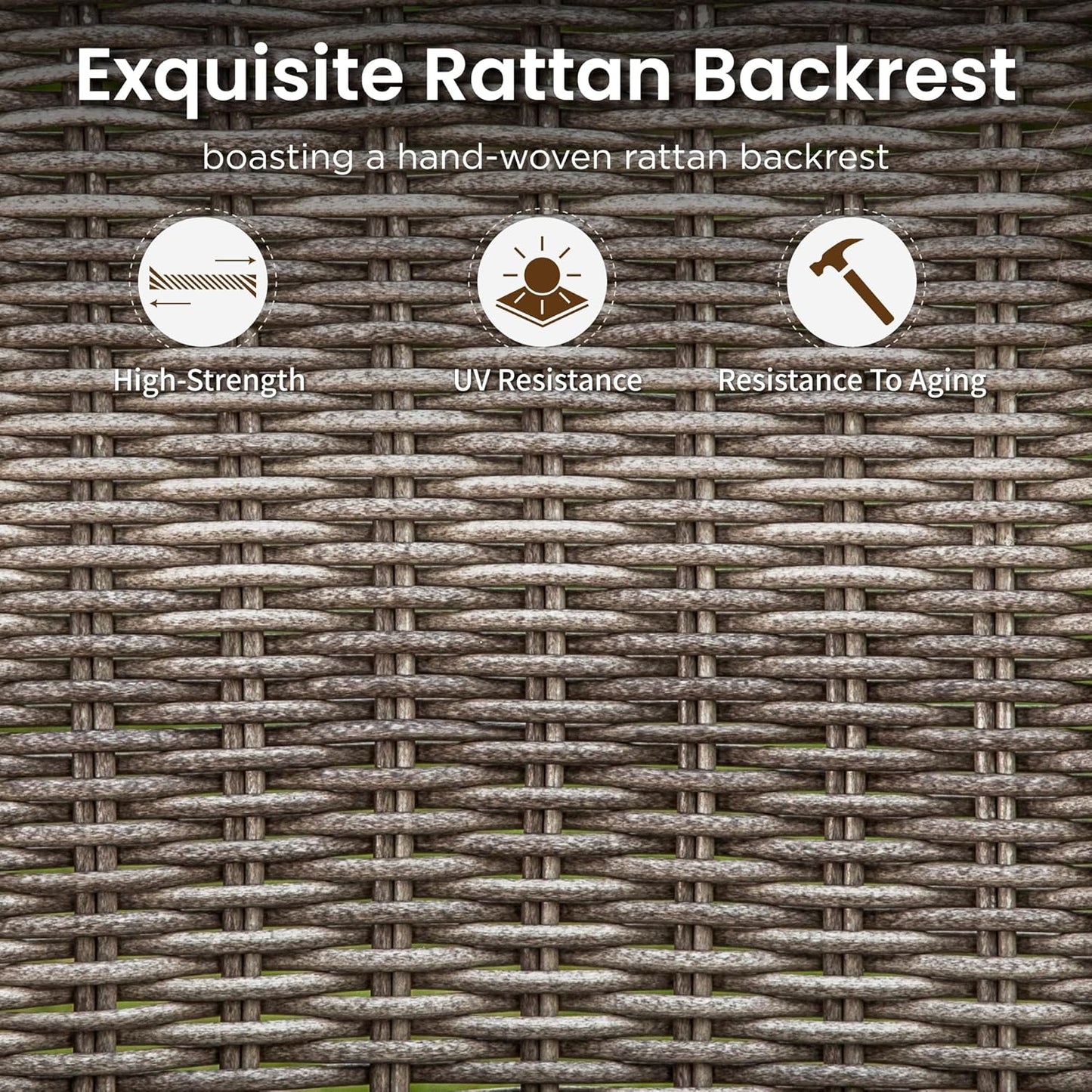 PHI VILLA 3 PCS Patio Bar Set, Bar Height Chair with 3.5" Thicker Cushion & Retro-Metal Square Table,Sturdy and Durable,Outdoor Height Bar Dining Set for Poolside,Yard