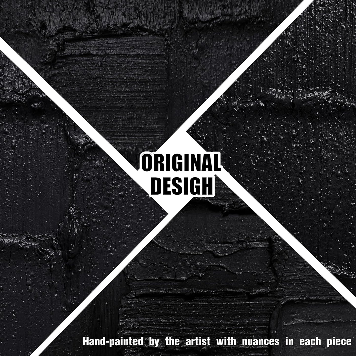 Large Abstract Pictures Wall Decor for Living Room Black Hand-Painted Oil Painting for Dining Room Minimalist Art Wall Decor for Office Size 29 x 58 Inch