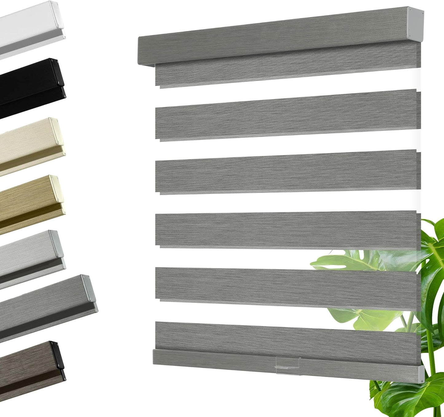 Cordless Zebra Blinds for Windows, Blackout Interior Blinds,Easy to Install,UV Protection,for Offices and Home,Custom Roller Shades, Mousse Grey,78" W x 36" H