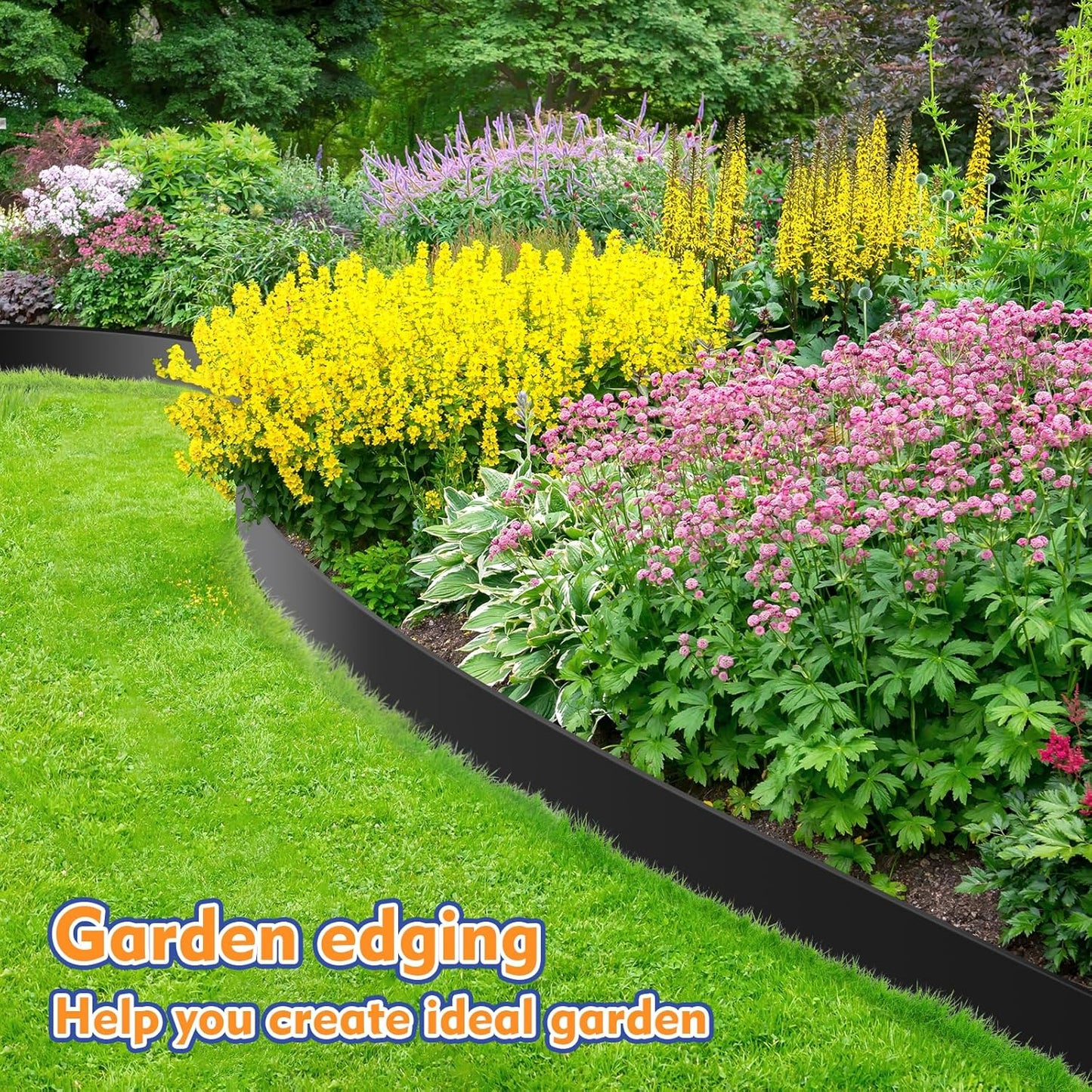 4 Inch x 100 FT (Multiple Sizes Available) Landscape Edging, Garden Edging Borders with 100pcs Upgrade Stakes, Flexible No Dig Plastic Garden Border for Lawn, Landscaping, Flower Beds, tree and Yard