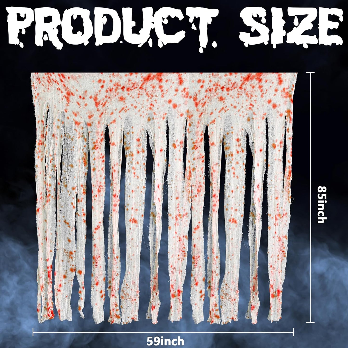 RunNico 85" x 60" 2pcs Halloween Door Curtain Decoration with Bloody Hand Prints - Bloody Doorway Curtain Halloween Creepy Cloth for Haunted House, Horror Theme Party