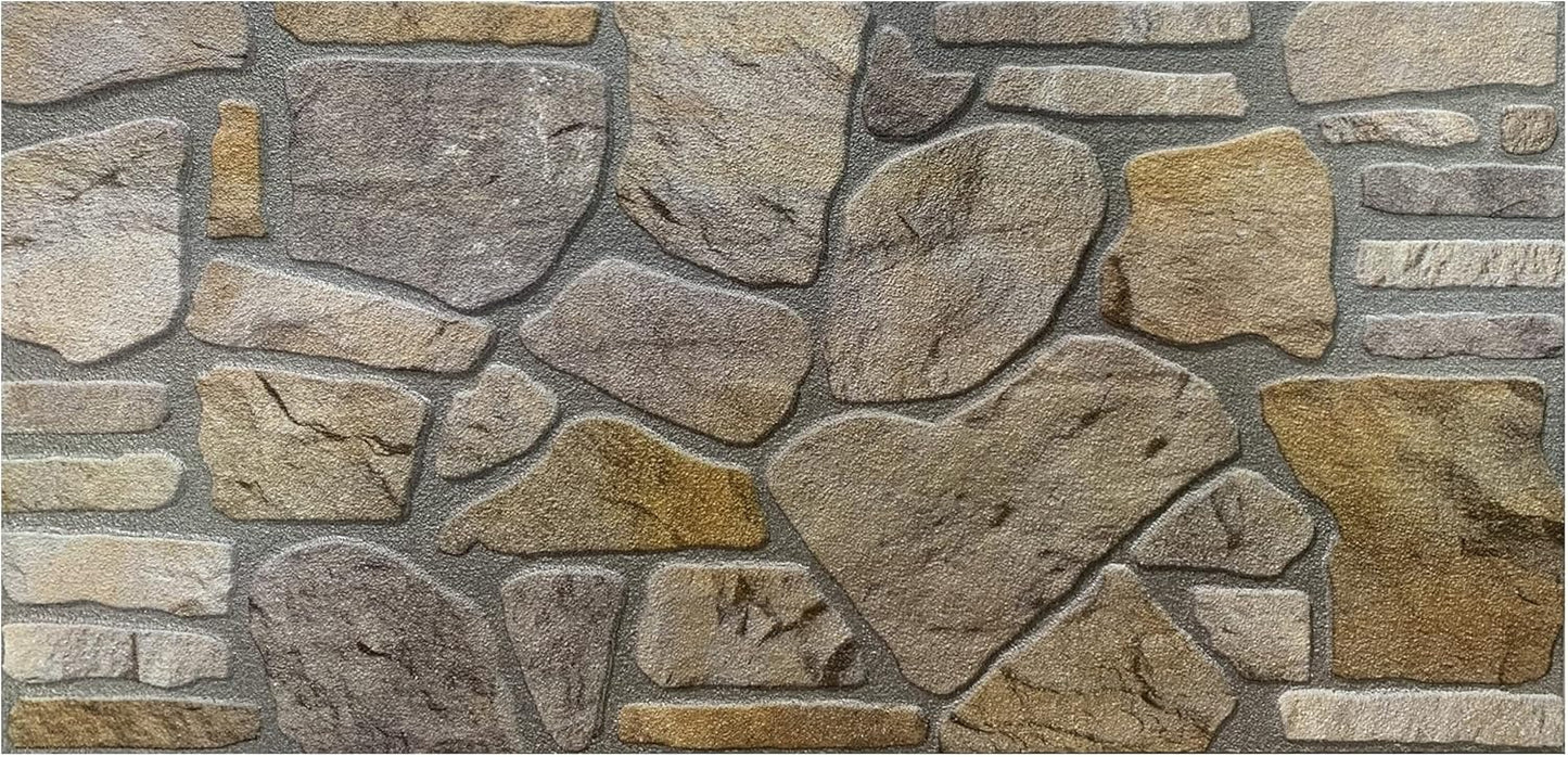 Dundee Deco 3D Wall Panels - Cladding, Grey Gold Stone Look Wall Paneling, Styrofoam Facing for Interior and Exterior Applications, DIY, Set of 10, Covers 54 sq ft