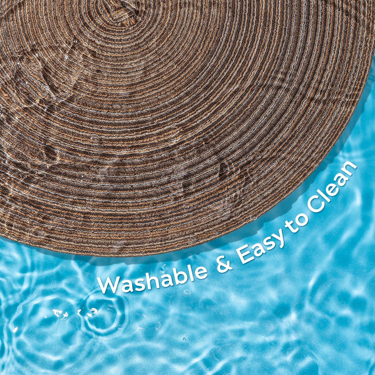 Leetaltree Round Placemats Heat and Slip Resistant Cotton Table Mats, Washable Bohemian Placemats for Dining Tables (Brown, Set of 8)