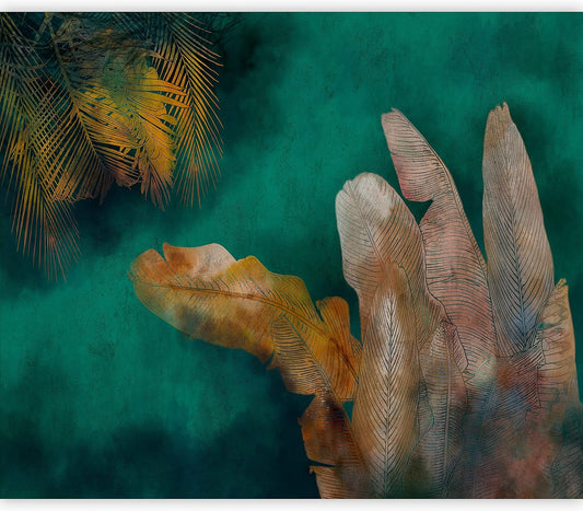 artgeist Wall Mural Jungle 96x69 in - XXL Peel and Stick Self-Adhesive Wallpaper Removable Large Sticker Foil Wall Decor Print Picture Image Design Leaves Green Yellow Nature b-A-0825-a-a