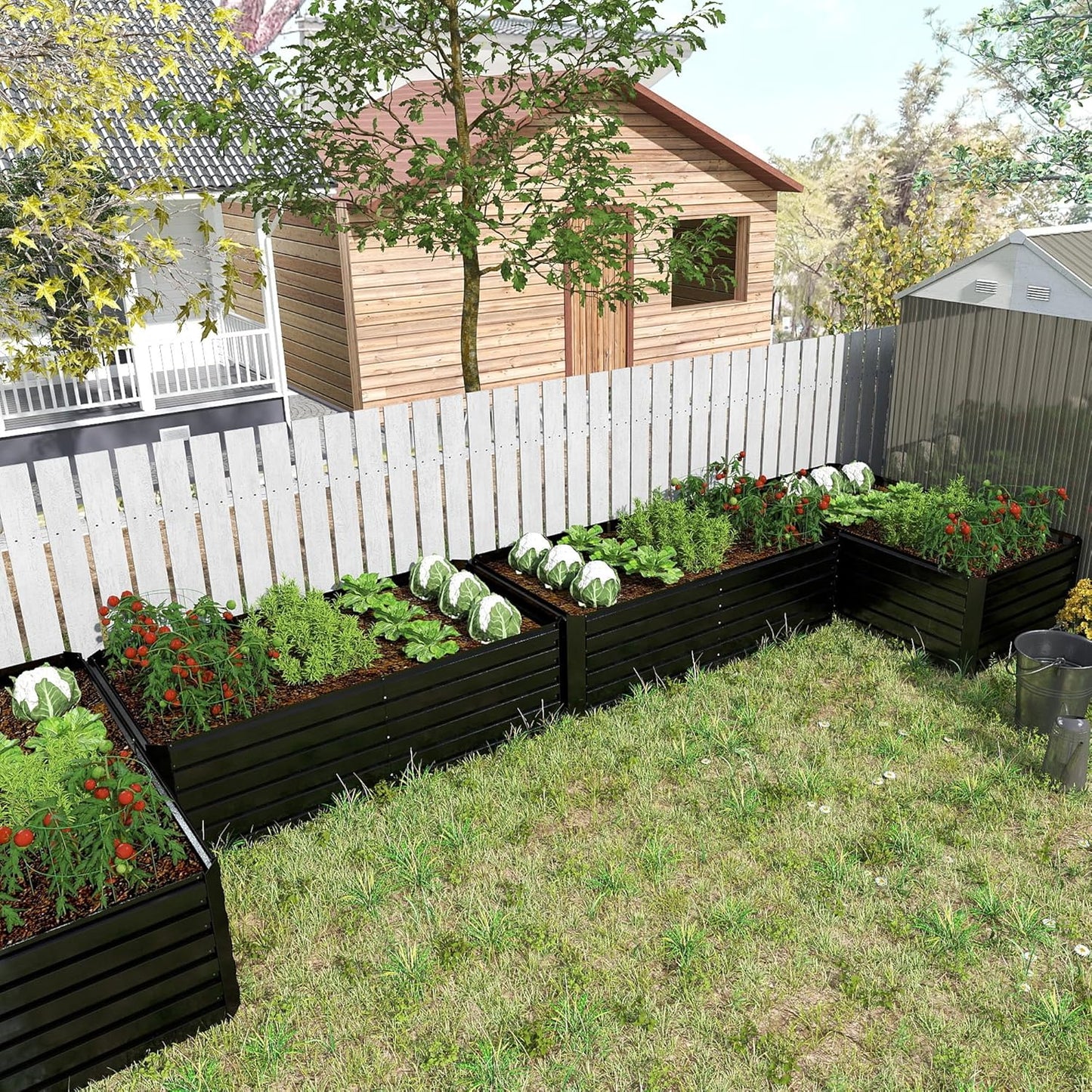 8x4x2 ft Raised Garden Bed, Large Metal Planter Raised Beds, Planters for Outdoor Plants for Vegetables, Flowers, Herbs, Fruits, and Succulents.Black