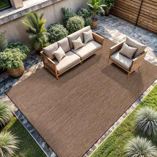 CAMILSON Outdoor Rug 8x10 Modern Area Rugs for Indoor and Outdoor Patios and Porches - Waterproof, Washable, Non-Shedding, Easy-to-Clean Outside Carpet (8 x 10, Solid - Jute)