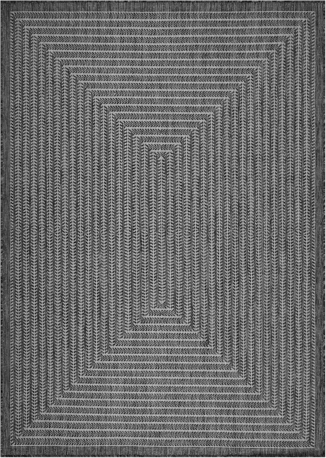 Adiva Rugs Outdoor Indoor Area Rug, Weather Resistant, Easy to Clean, Stain Resistant Floor Mat for Dining Room, Backyard, Deck, Patio (Pebble Weiss, 8' x 10')