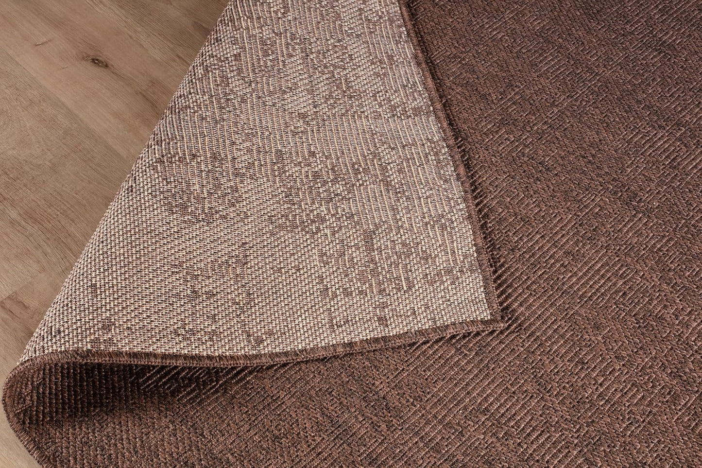 CAMILSON Easy Jute Round Rug 4ft Indoor Outdoor Brown Color Fiber Area Rugs for Living Room Patio and Kitchen Rug, Solid Boho Woven Design Easy-Cleaning Washable Outside Carpet Alfombras (4 Round)