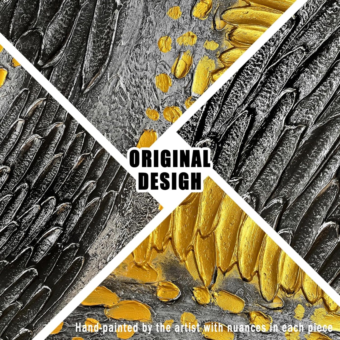 Black and Gold Abstract Painting Wall Decor for Living Room Modern Hand Painted Wall Art for Office Extra Large Wall Art Bedroom Size 36 x 72 Inch